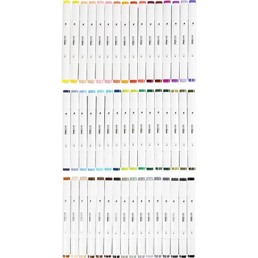 Illustrationspennor, linje 1+8 mm, standardfärger, 48 st / 1 frp.