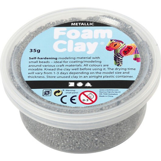 Foam ClayÂ® , metallic, silver, 35 g/ 1 burk