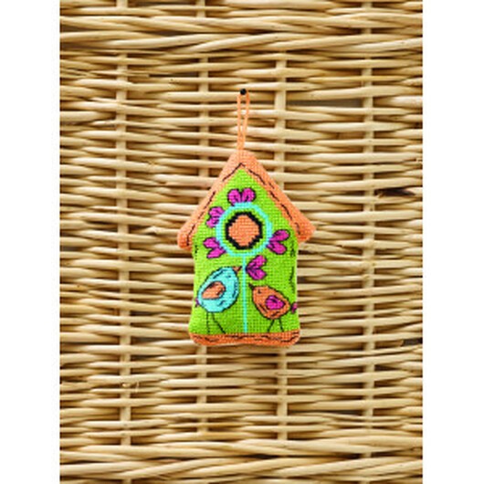 Permin Broderikit Fågelholk grön 7x9cm