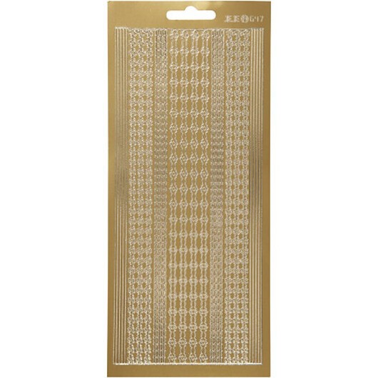 Stickers, bårder, ark 10x23 cm, guld, 1 ark