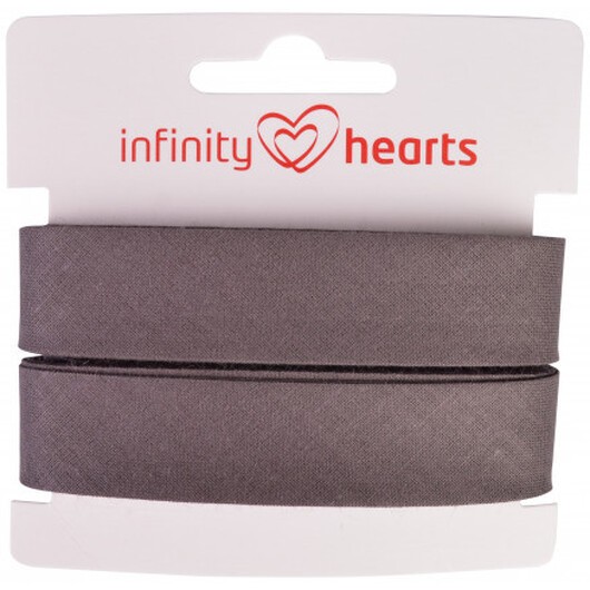 Infinity Hearts Kantband/Snedslå Bomull 40/20mm 86 Mörkgrå - 5m