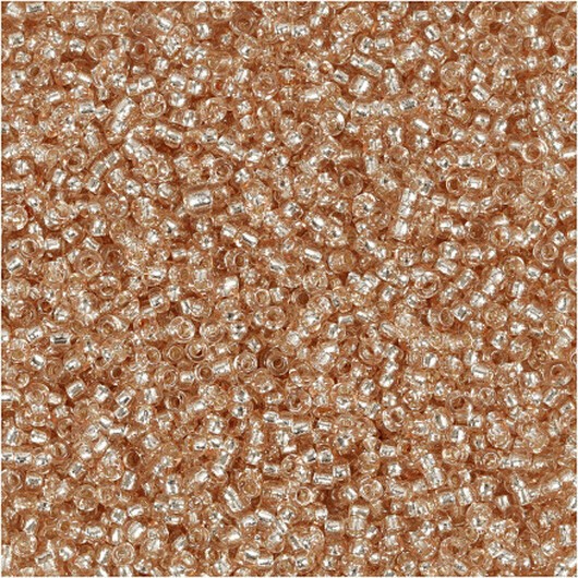 Rocai-pärlor, diam. 1,7 mm, storlek 15/0, hålstorlek 0,5-0,8 mm, persika, 25g/ 1 frp.