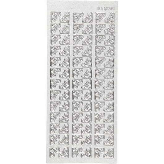 Stickers, hörn, ark 10x23 cm, silver, 1 ark