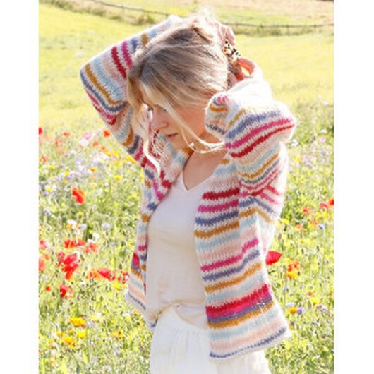 Candy Stripes Cardigan by DROPS Design - Cardigan Stickmönster str. XS - Small