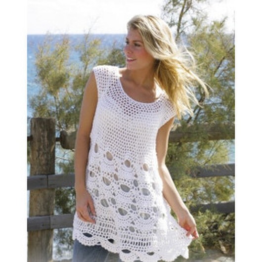 Breath of Summer by DROPS Design - Tunika Virkmönster str. S - XXL - Large