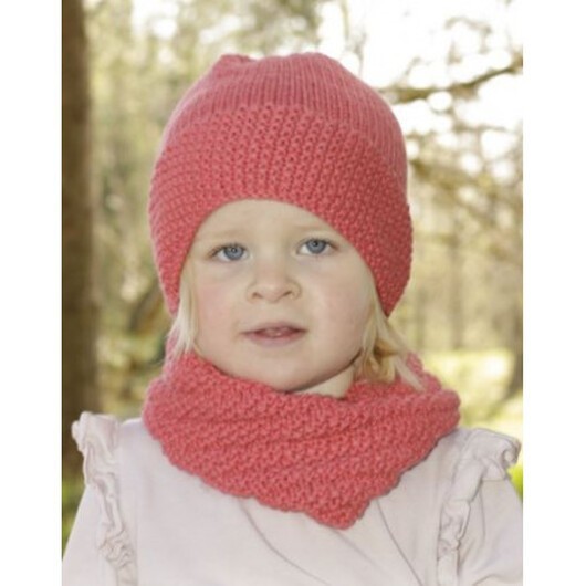 Papaya Punch by DROPS Design - Mössa og Halsvärmare Stick-mönster strl. 12/18 mån - 7/10 år