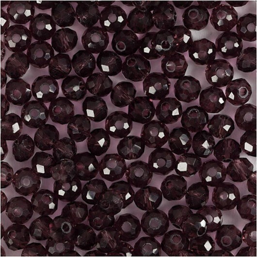 Facetterade pärlor, diam. 4 mm, hålstorlek 1 mm, lila, 45 st / 1 frp.