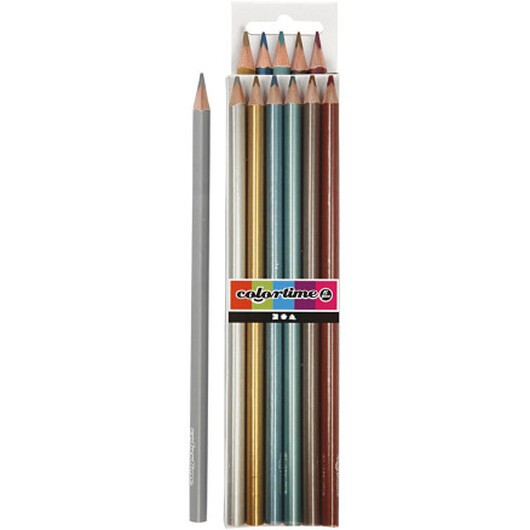 Colortime Färgpennor, L: 17,45 cm, blyerts 3 mm, metallicfärger, 6 st / 1 frp.