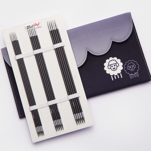 KnitPro Karbonz Strumpstickorset Kolfiber 15 cm 2-4 mm 5 storlekar