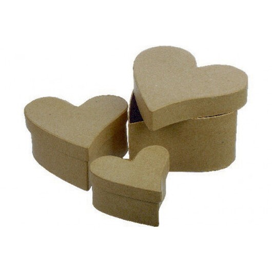 Papplåda Böjda hjärtan Ass. storlekar - 3 st.