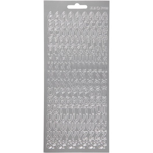 Stickers, bokstäver, ark 10x23 cm, silver, 1 ark