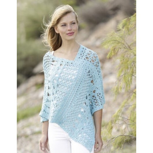 Sky Love by DROPS Design - Poncho Virk-mönster strl. S/M - XXL-XXXL - Large / X-Large