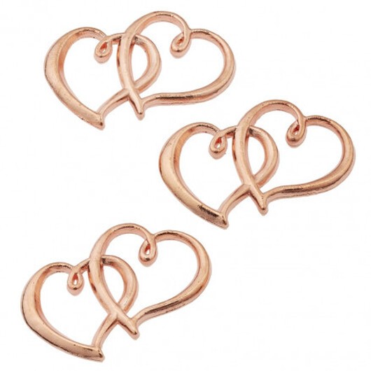 Berlock Hjärta Metall Rosegold 31x22mm - 10 stk