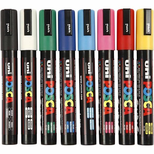 Posca Marker , nr. PC-5M, spets 2,5 mm, Medium, mixade färger, 8 st./ 1 förp.