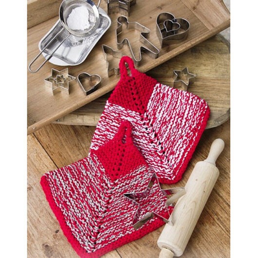 Â Let's Bake by DROPS Design - Grytlappar Stickmönster18x18 cm