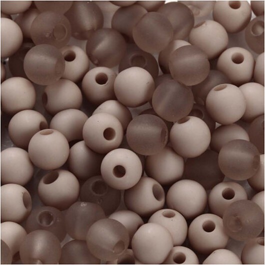 Plastpärlor, diam. 6 mm, hålstorlek 2 mm, ljusgrå, 40g/ 1 frp.