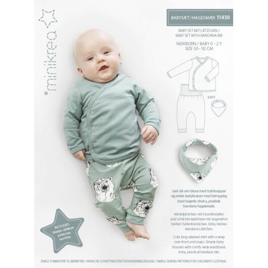 MiniKrea Babyset med Haklapp Strl. 0-2 år