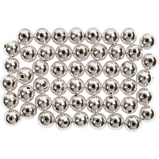 Vaxpärlor, diam. 5 mm, hålstorlek 0,7 mm, silver, 100 st / 1 frp.