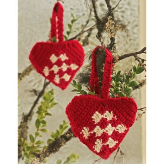 Heart Basket by DROPS Design - Julkorg Virk-mönster 10 cm - 2 st.