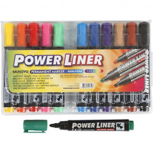 Power Liner, spets: 1,5-3 mm, 12 mix., ass. färger