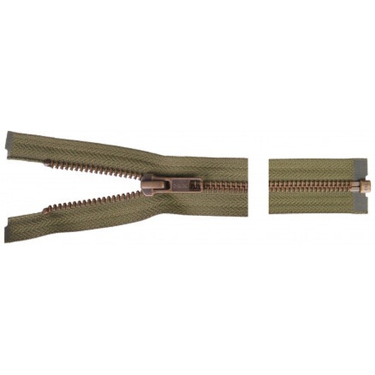 YKK Delbar Dragkedja/Blixtlås Antik Mässing 40cm 6mm Army