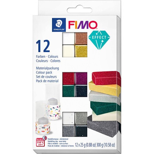 FIMOÂ® Effect, Ass. färger, 12x25 g/ 1 frp.