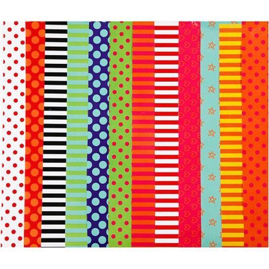 Glanspapper, Mönstrade, ark 24x32 cm, 80 g, mixade färger, 50 mix. ark/ 1 förp.