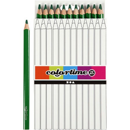 Colortime Färgpennor, L: 17,45 cm, kärna 5 mm, JUMBO, grön, 12 st./ 1 förp.