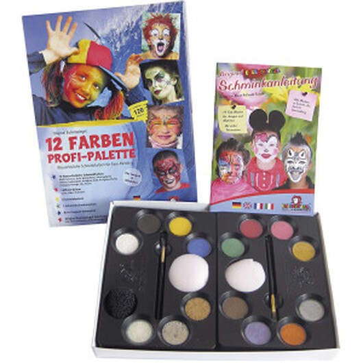 Eulenspiegel Ansiktsfärg med steg-för-stegbeskrivning, assorterade färger, 1 set