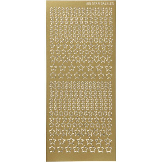 Stickers, stjärnor, ark 10x23 cm, guld, 1 ark