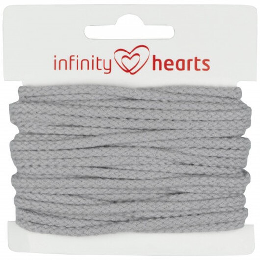 Infinity Hearts Anoraksnöre Bomull rund 3mm 920 Ljus Grå - 5m