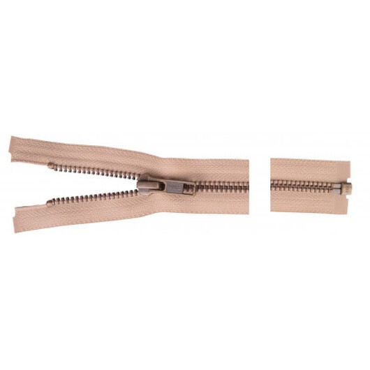YKK Delbar Dragkedja/Blixtlås Antik Mässing 70cm 6mm Beige