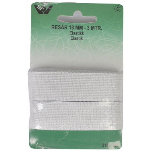 Resår/Resårband Vit 18mm 3m