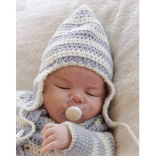 Â Baby Blues Hat by DROPS Design - Babymössa virkmönster str. 0/3 mdr - 2/4 år