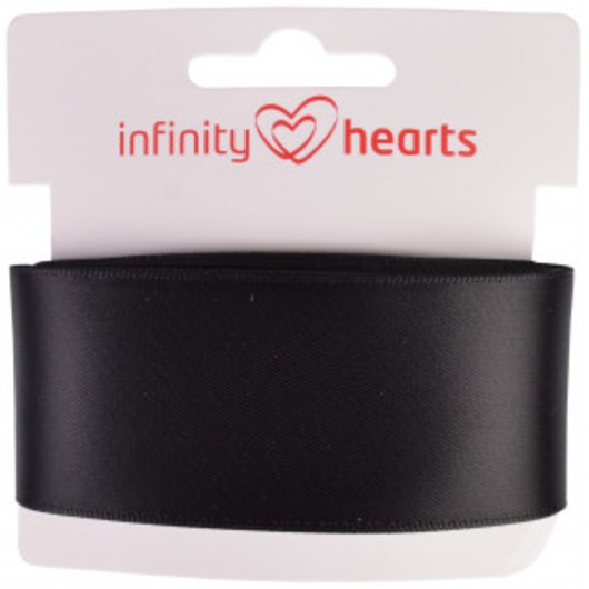 Infinity Hearts  Satinband Dubbelsidig 38mm 030 Svart - 5m