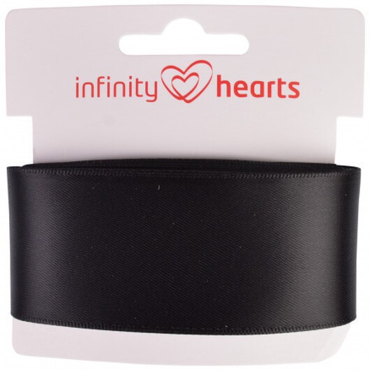 Infinity Hearts Satinband Dubbelsidig 38mm 030 Svart - 5m