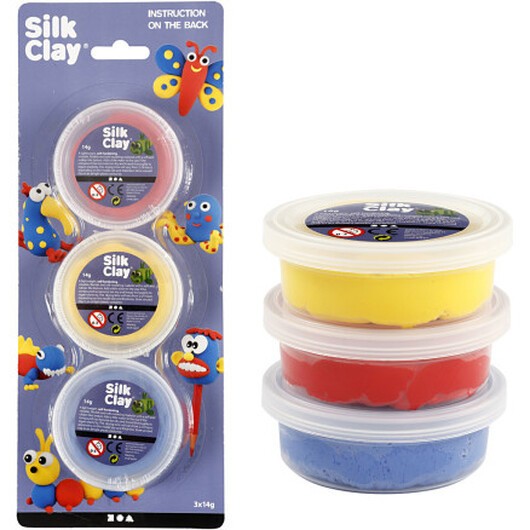 Silk ClayÂ®, blå, röd, gul, 3x14 g/ 1 förp.