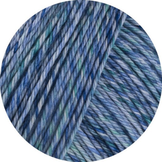 Lana Grossa Vintage Socks Garn 1017 Ljusgrå/jeans/blå-lila/grå-grön melerad