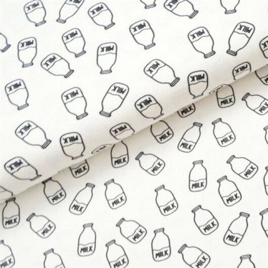 Bomullsjersey Print Tyg 150cm 002 Mjölk - 50cm