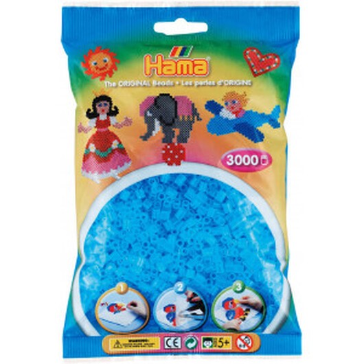 Hama Midi Pärlor 201-73 Transparent Aqua - 3000 st.