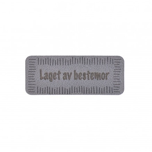 Norsk Label "Laget av Bestemor" Imiterat läder Grå 5x2 cm - 1 st