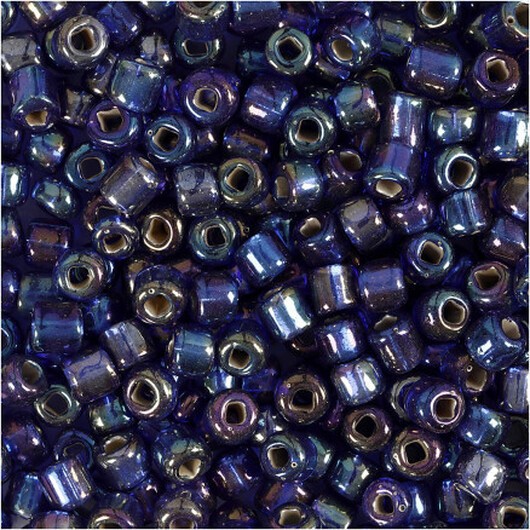 Rocai-pärlor, diam. 4 mm, storlek 6/0, hålstorlek 0,9-1,2 mm, blå olja, 25g/ 1 frp.