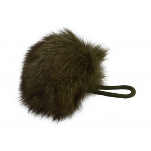 Pompom Pälstofs Kaninhår Armégrön 90 mm