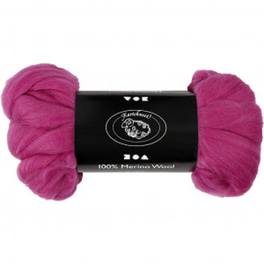 Kardad ull - Merino Garn, 21 my, 100 g, rödviolett