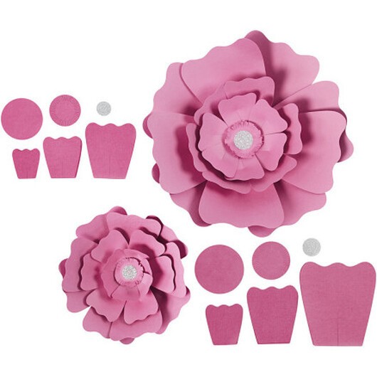 Pappersblommor, diam. 15+25 cm, 230 g, rosa, 2 st / 1 frp.