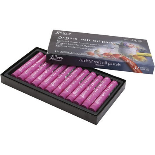 Gallery oljepastellkritor, L: 7 cm, Dia. 11 mm, tjocklek 11 mm, purpur, 12 st./ 1 förp.