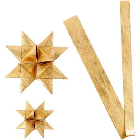 Stjärnstrimlor, guld, L: 44+78 cm, Dia. 6,5+11,5 cm, B: 15+25 mm, 32 s