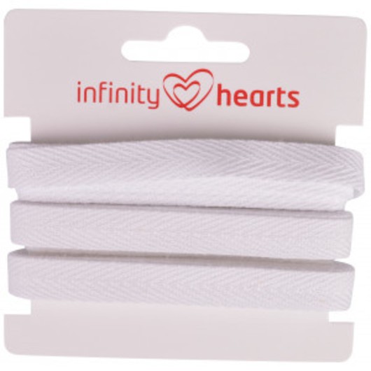 Infinity Hearts Bomullsband Fiskbensvävt 10mm 01 Vit - 5m