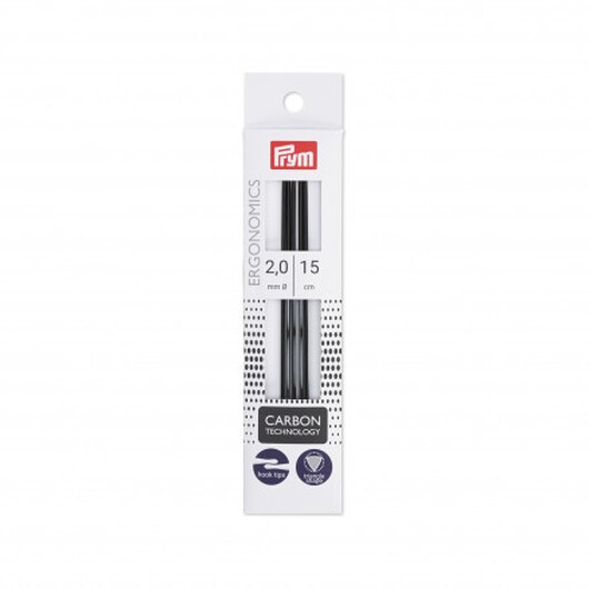 Prym Ergonomics Strumpstickor Carbon 15cm 2,00mm