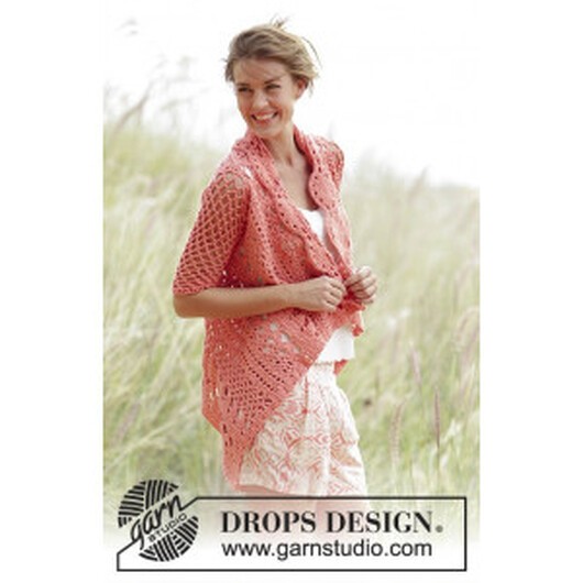 Peach Dream by DROPS Design - Jacka Virk-opskrift strl. S - XXXL - XXX-Large